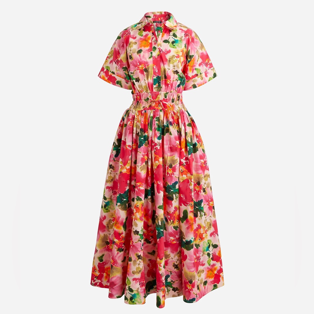 J. Crew Elena Shirt-Dress In Floral Cotton Poplin Size 2